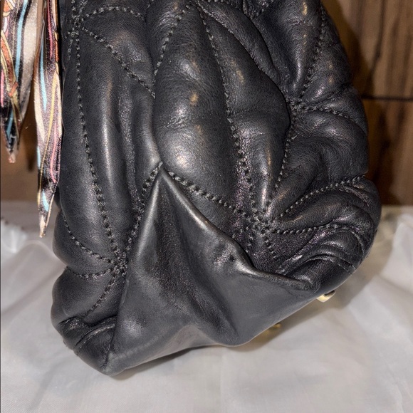 Furla Carmen Black Quilted Shoulder Bag with Scarf. - Picture 7 of 16